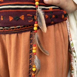 grand grigri plume de marandaises perles bois fabriqué par Zazen Zenandjock.fr